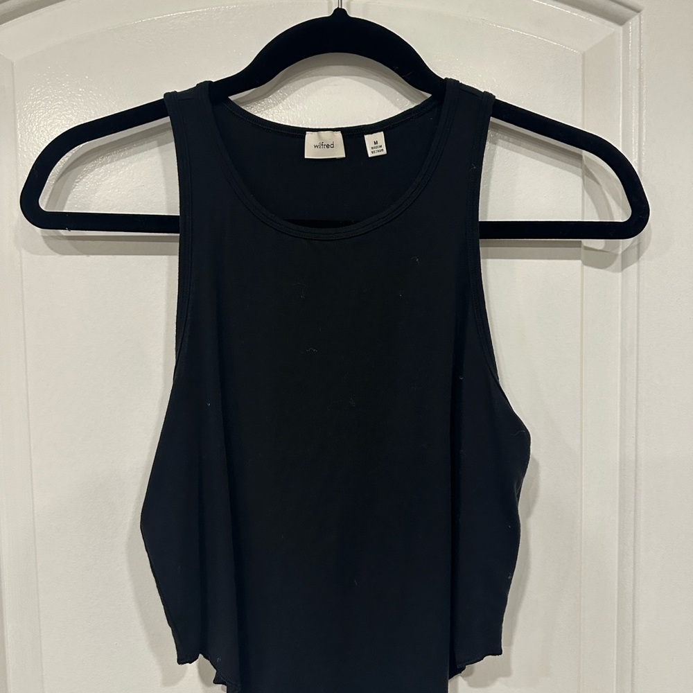 Aritzia Wilfred Black Sleeveless Cropped Tank Top